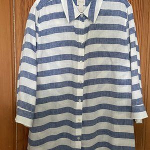 Chico's Blue & White 3/4 sleeve Blouse - Sz 3